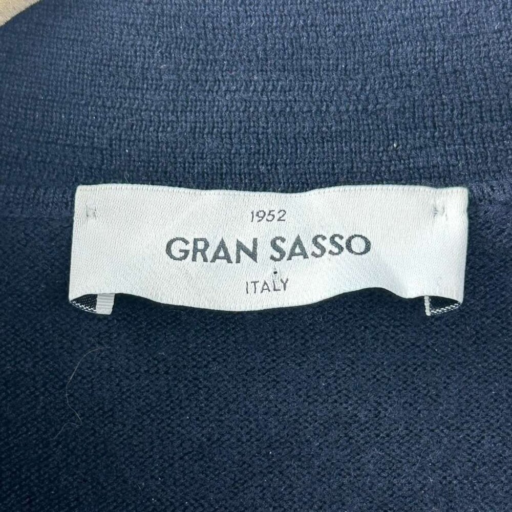 Gran Sasso Men's Small Polo Sweater 100% Virgin Wool Blue Collared Buttons - Picture 12 of 16